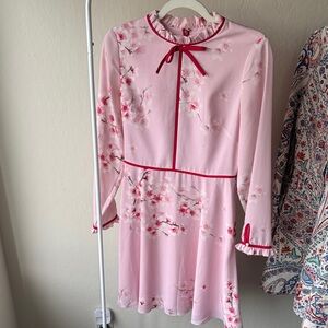 Ted Baker Pink floral long sleeves dress
